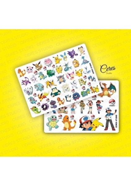 Pokemon Sticker Set - 3 Sayfa 100 Etiket modelleri