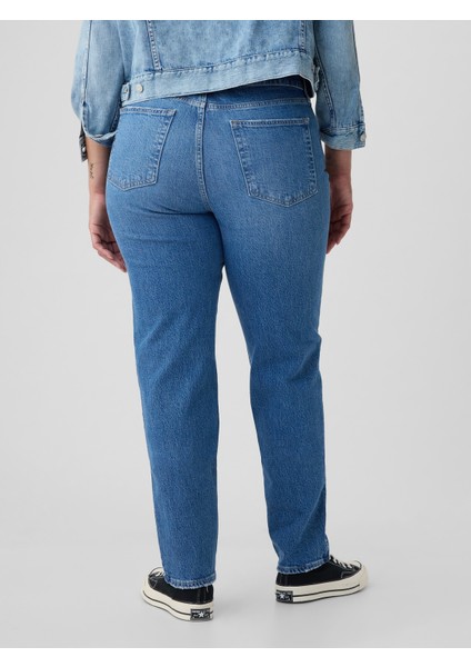 Kadın Mavi High Rise Cheeky Straight Washwell Jean Pantolon
