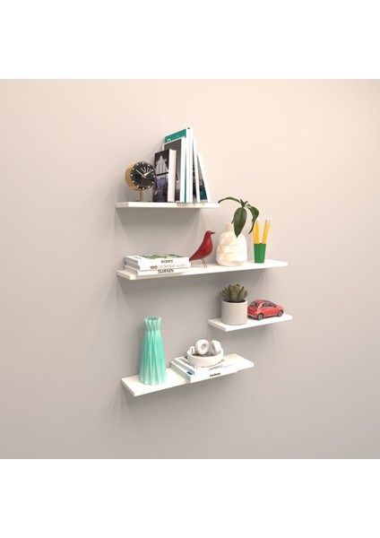 4'lü Gizli Bağlantılı Raf Set 80 - 60 - 40 - 40 Beyaz Mat fırsatları