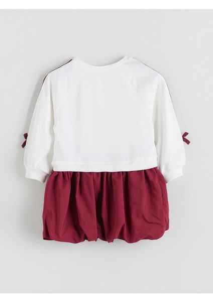 Lcw Kids Ekru Bisiklet Yaka Baskılı Kız Çocuk Elbise modelleri