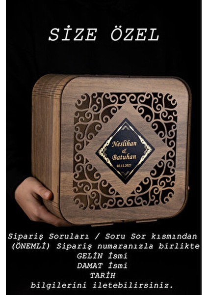 Ahşap Takı Zarf Kutusu - Kişiye Özel / Düğün Nişan Söz Kına Gecesi Sünnet Vb. modelleri
