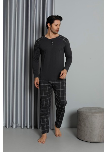 Erkek Interlok Rahat Kalıp Sıfır Yaka Pamuk Pijama Takımı 6774 modelleri