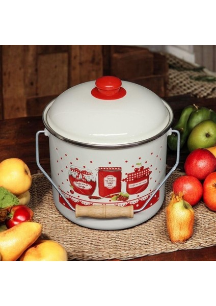 Emaye Bakraç Yoğurt Bağraç Bakliyat Kabı Seti 22 cm 6 Litre