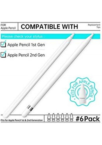 Pencil 1. Nesil ve 2. Nesil (6'lı Paket) Için Stylus Kalem Uçları Değişimi, Ipad Kalemle Uyum fiyatları