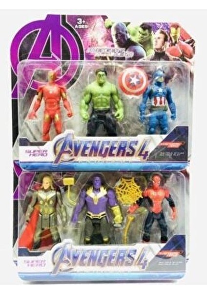 Thanos Hulk Spiderman Thor Ironman Captan Amerika Figür Oyuncak 6 Adet 11.5 cm