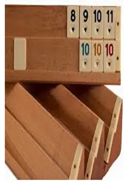 Büyük Boy Cilalı Tahta Ağaç Ahşap Okey Takımı 4 Kişilik Modern Tema 43 cm Ahşap Malzeme