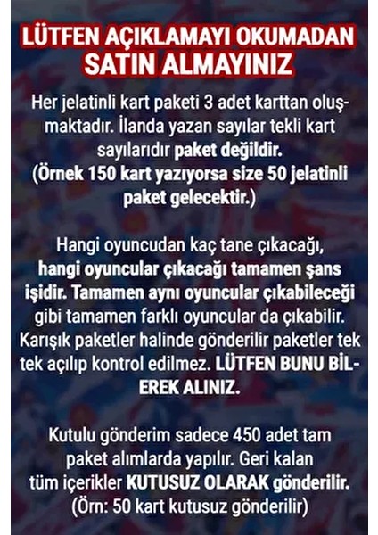 Süper Final Futbol Kartları Mekanik Adamlar 150 Paket 3lü (450 Kart)