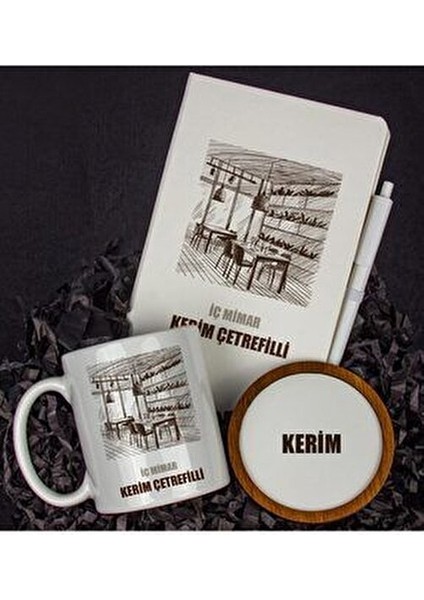 kişiye özel ıç mimar tasarım defter kupa ve bardak altlığı hediye seti 81439