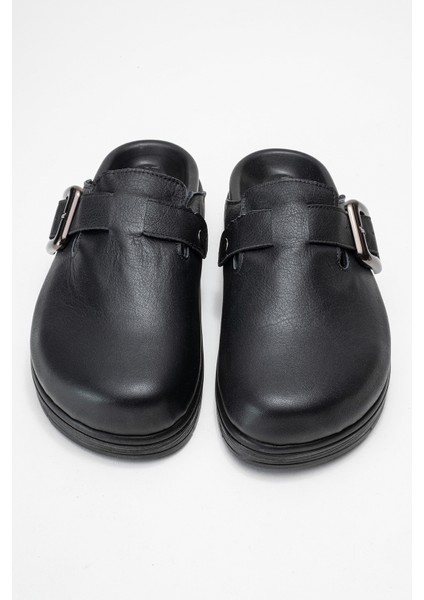 Kadın Önü Kapalı Tokalı Sabo Günlük Terlik Gerçek Deri Zy 4000 Siyah indirimleri