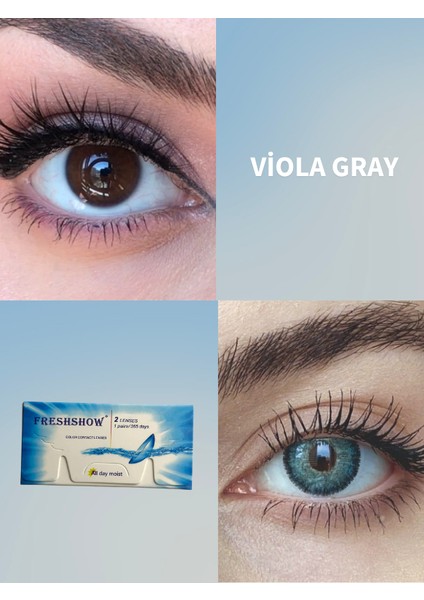 FRESHSHOW Luxury Viola Gray / Hareli Renkli Gri Göz Kirpik Lens / Yıllık 1 Adet
