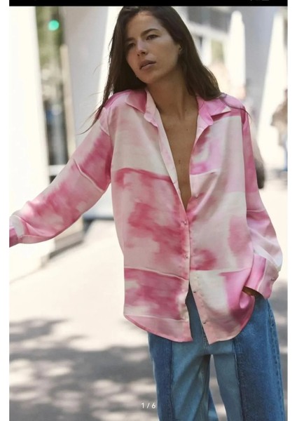 Allbucks Zara, Tie Dye Batik Desen Saten Gömlek ABZRA0054