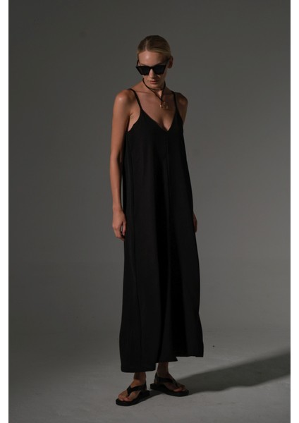 Ayarlanabilir Ince Askılı Kolay Ütülenen Yazlık Arobin Kumaş Uzun Kadın Elbise @airo modelleri