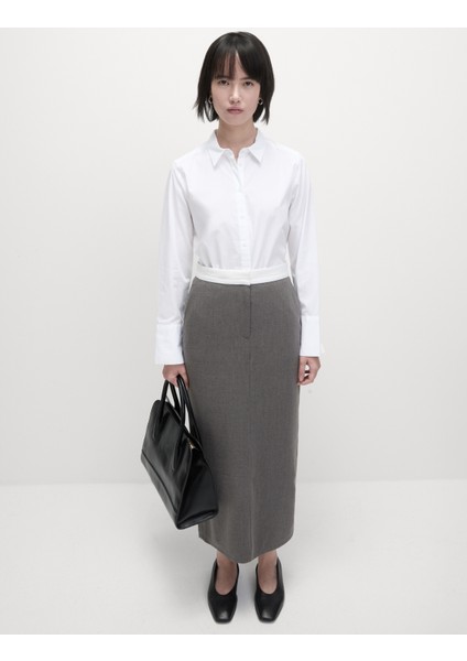 Saf Pamuk Düğmeli Gömlek