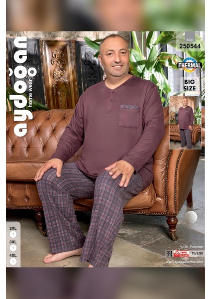 Erkek Emir Büyük Beden Kışlık Termal Kestane Rengi Pijama Takım 0544 fiyatları