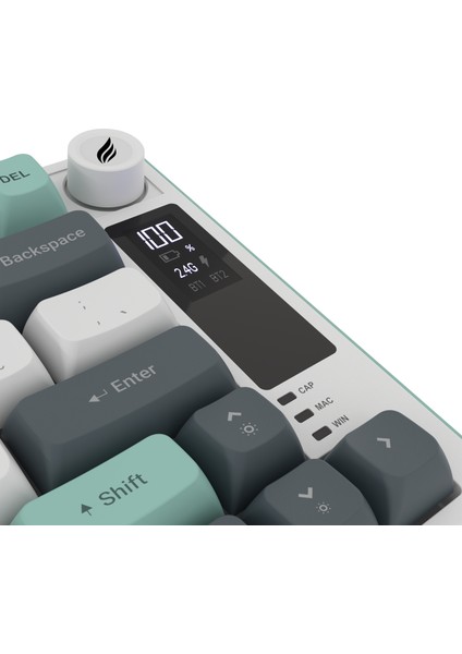 HK255 Membrane LCD Rgb Kablosuz/bluetooth Gri Yeşil %75 Türkçe Gaming Klavye