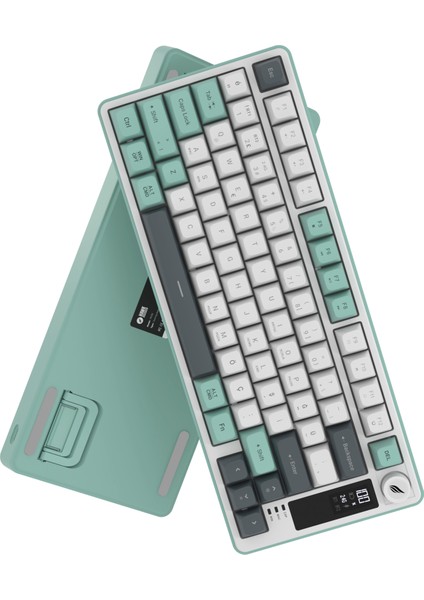 HK255 Membrane LCD Rgb Kablosuz/bluetooth Gri Yeşil %75 Türkçe Gaming Klavye