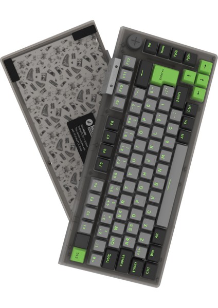 HK610 Gateron Switch Rgb LCD Tri-Mode Kablosuz/bluetooth %75 Gaming Klavye