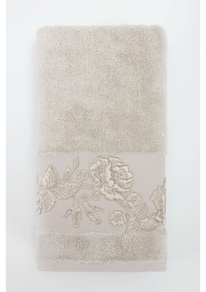 Ninna 50*90 Tekli Nakışlı Penye Yüz Havlusu - Bej