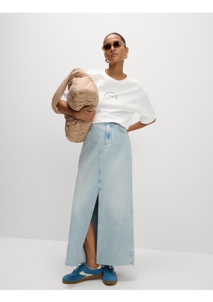 Saf Pamuk Dokulu Regular Fit T-Shirt