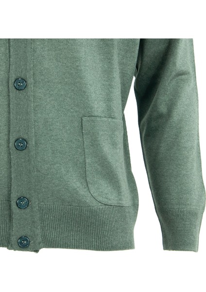 Erkek V Yakalı Düğmeli Uzun Kollu Çift Cepli Klasik Model Rahat Kesim Tam Kalıp Yünlü Dokuma Hırka indirimleri