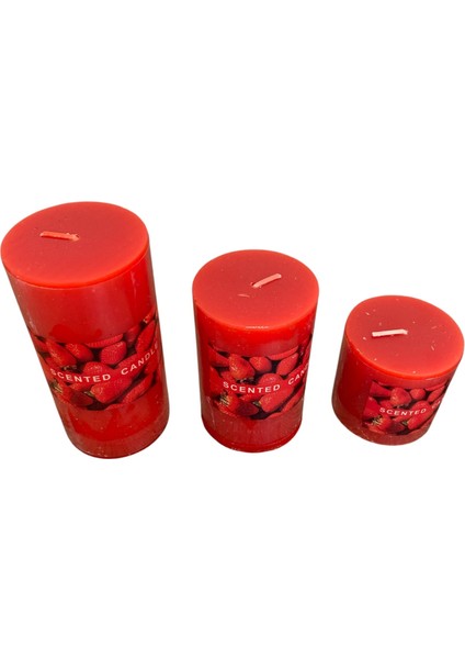 Silindir Mum 3'lü Kokulu Büyük Mum Dekoratif Mum Seti fiyatları