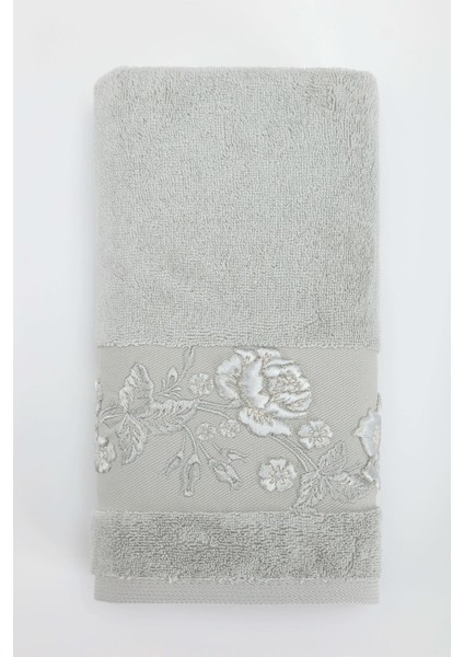 Ninna 50*90 Tekli Nakışlı Penye Yüz Havlusu - Gri
