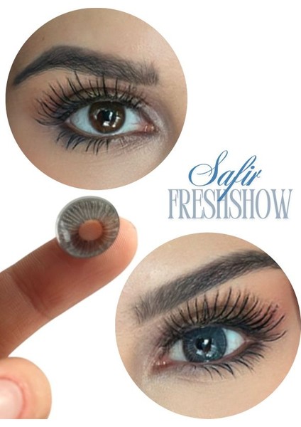 FRESHSHOW Luxury Black Safir / Hareli Renkli Gri Göz Kirpik Lens / Yıllık 1 Adet modelleri