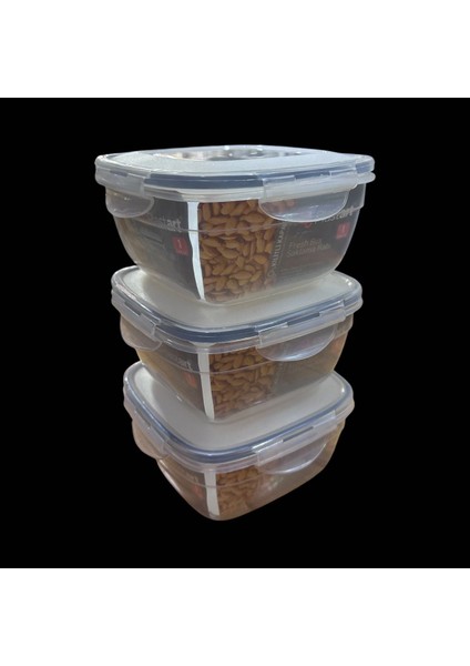 3 Adet 1 Litre Kilitlenebilir Saklama Kabı