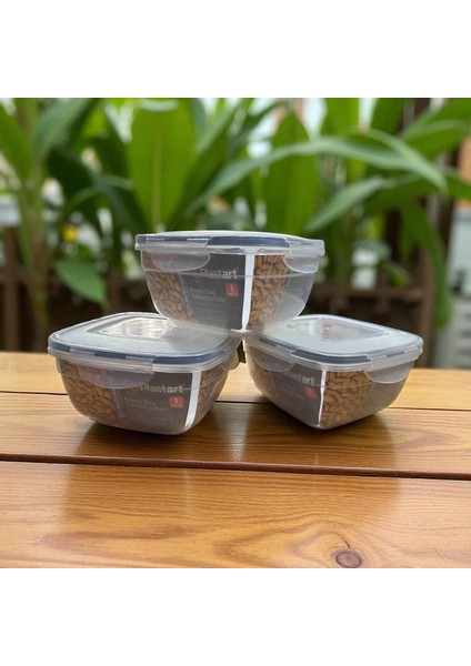 3 Adet 1 Litre Kilitlenebilir Saklama Kabı fiyatları