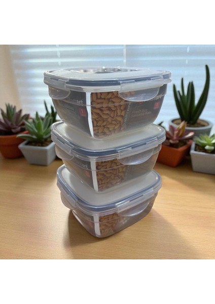 3 Adet 1 Litre Kilitlenebilir Saklama Kabı fırsatları
