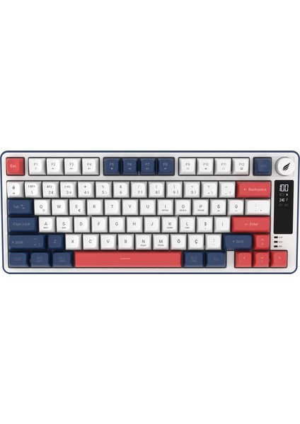HK255 Membrane LCD Rgb Kablosuz/bluetooth Mavi Kırmızı %75 Türkçe Gaming Klavye
