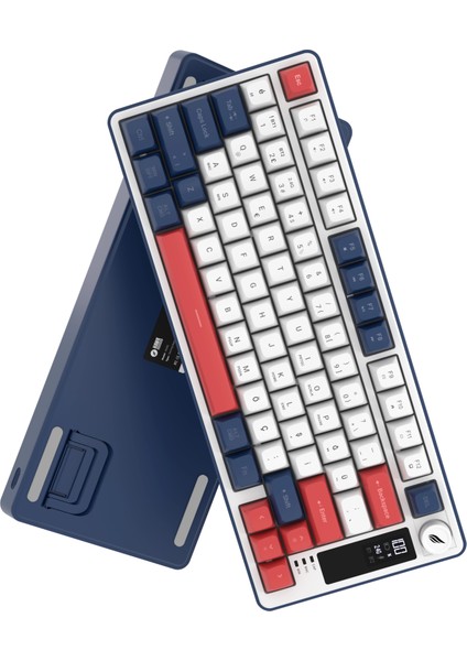HK255 Membrane LCD Rgb Kablosuz/bluetooth Mavi Kırmızı %75 Türkçe Gaming Klavye
