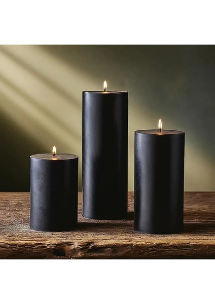 Silindir Mum 3'lü Kokulu Büyük Mum Dekoratif Mum Seti