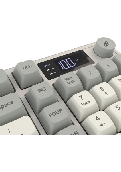 HK258 Membrane LCD Rgb Kablosuz/bluetooth Kırmızı Haki Full Türkçe Gaming Klavye