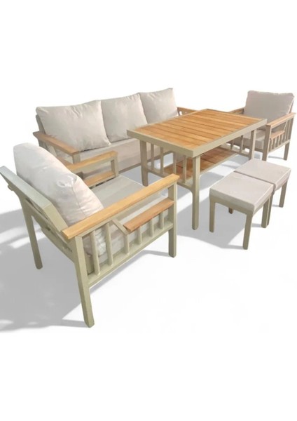 Sole Balkon Takımı, Cappuccino Bahçe Takımı 5+1 (Masa 70X110 3lü Koltuk 70X180 Tekli Koltuk 70X70) fırsatları