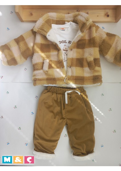 Bebek 3lü Montlu Kombin Kalın Kışlık Alt Üst Takım Baby Outfit fiyatları