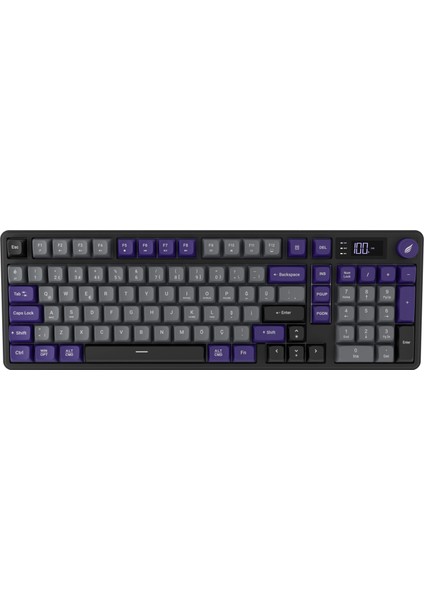 HK258 Membrane LCD Rgb Kablosuz/bluetooth Gri Mor Full Türkçe Gaming Klavye