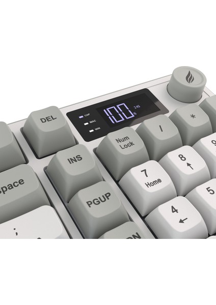 HK258 Membrane LCD Rgb Kablosuz/bluetooth Beyaz Mavi Full Türkçe Gaming Klavye