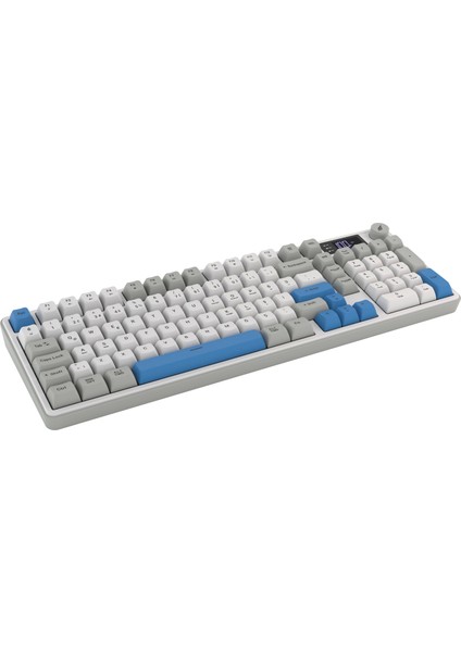 HK258 Membrane LCD Rgb Kablosuz/bluetooth Beyaz Mavi Full Türkçe Gaming Klavye