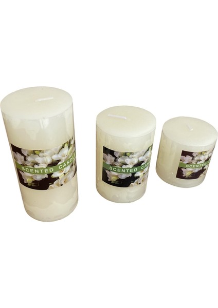 Silindir Mum 3'lü Kokulu Büyük Mum Dekoratif Mum Seti fiyatları