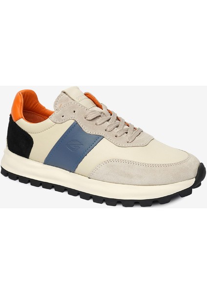 Erkek Açık Vizon İndigo Hakiki Deri Spor Ayakkabı 4Y1SA17260