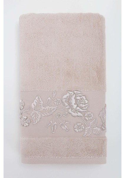 Ninna 50*90 Tekli Nakışlı Penye Yüz Havlusu - Pudra