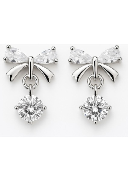 Zarif Bowknot Tasarımlı Kübik Zirkonya Küpeler – 925 Ayar Gümüş Kaplama