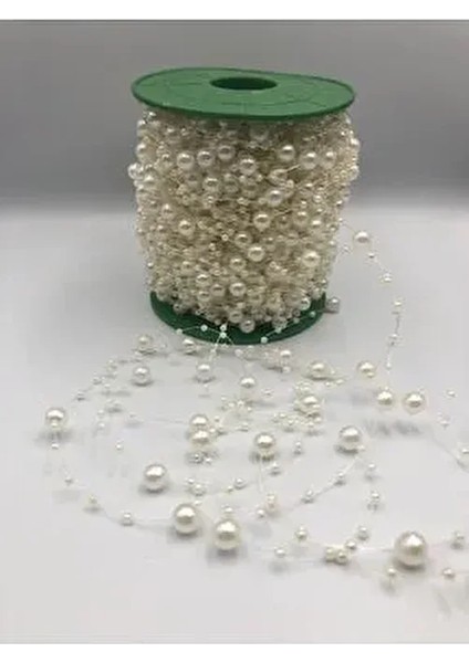 10 Metre Kremmisinalı Şerit Inci Boncuk Şerit Çiçek Süsleme Dekorasyon Boncuğu