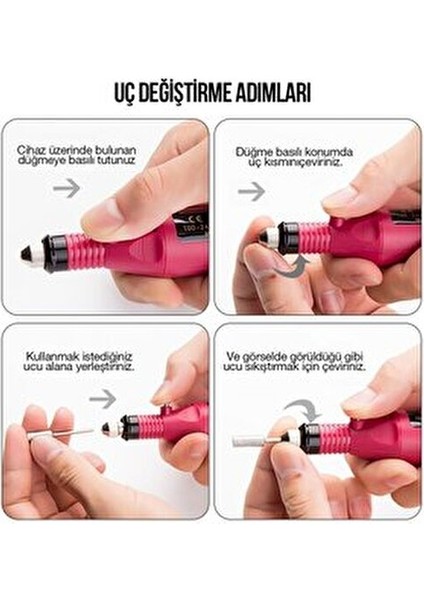 Elektrikli Tırnak Törpü Seti Manikür Pedikür Protez Tırnak Ayak Nasır ve Mantar Temizleme Makinesi