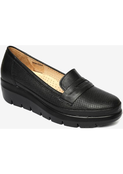 Kadın Siyah Hakiki Deri Casual Ayakkkabı 4Y2FA59016