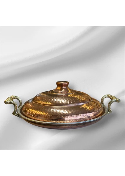 - 28 cm Çapında – 1465 gr Ağırlığında El Dövmesi Bakır Saç Kavurma Tavası | Kapaklı, Geleneksel Türk Mutfağı Için Dayanıklı El Yapımı Bakır Tava