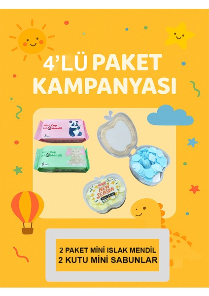 4'lü Mini El Sabunu ve Mini Islak Mendil Okul Seti