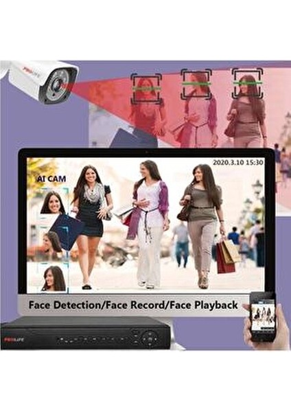 3 Kameralı Yapay Zeka Özellikli Yüz Tanıma ve Araç Algılamalı 5 Mp Güvenlik Kamerası Seti fırsatları