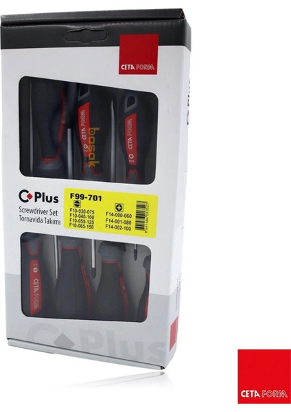 F99-701 7 Parça C-Plus Tornavida Takımı - Düz/yıldız modelleri